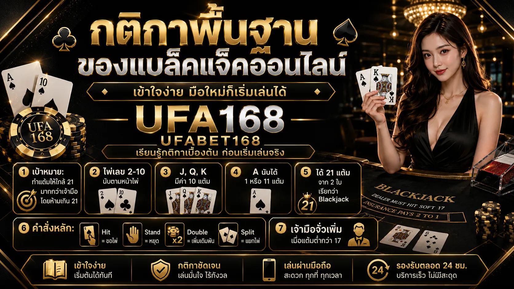 กติกาพื้นฐานของแบล็คแจ็คออนไลน์